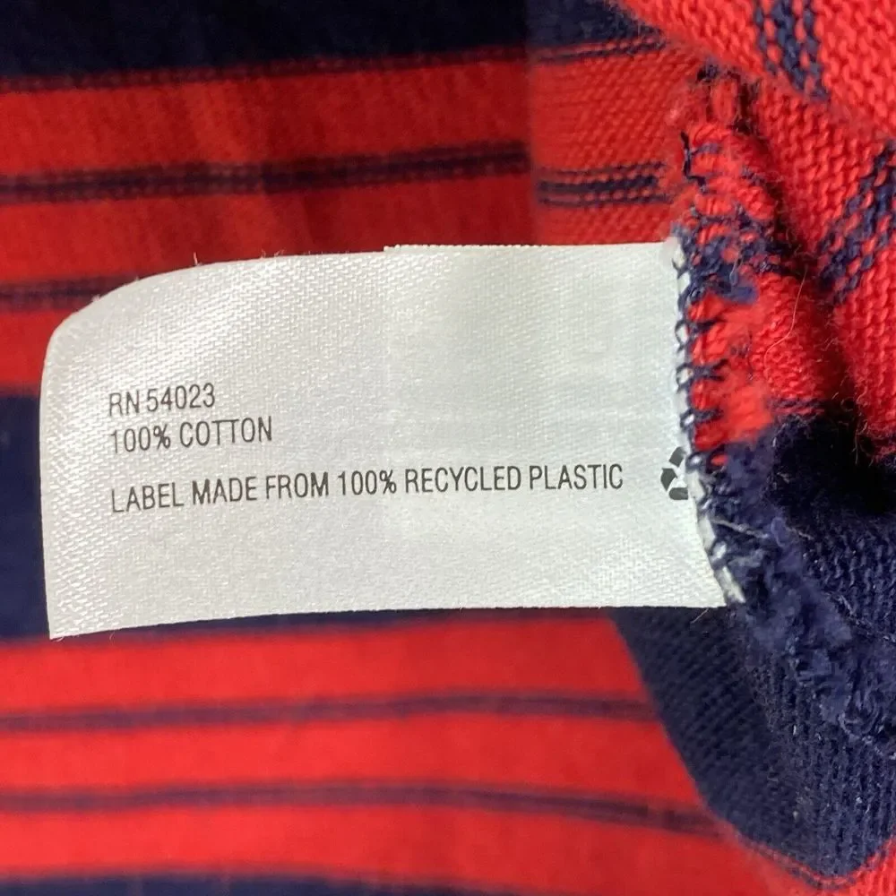 Gap top Womens M Red Blue Striped Crew Neck Long‎ Sleeve Shirt cotton - Picture 5 of 9